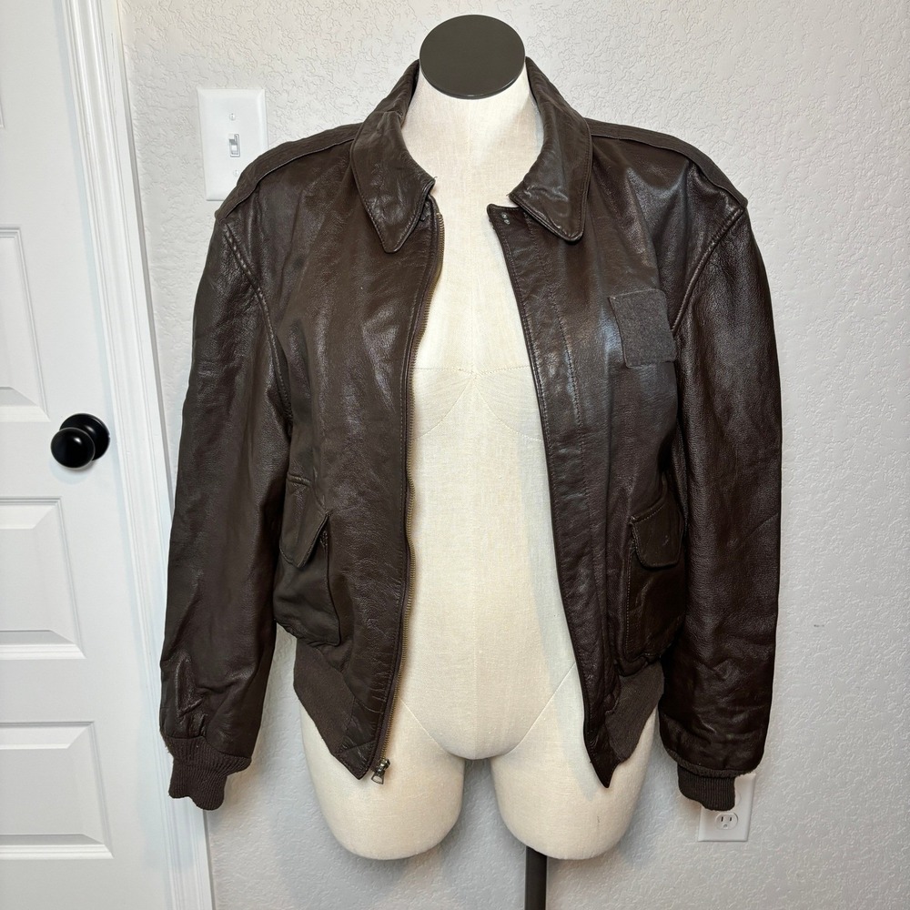 Cooper‎ Type A2 Gents Genuine Goatskin Leather Bomber Flight Jacket Size 46R Brn - Picture 7 of 15